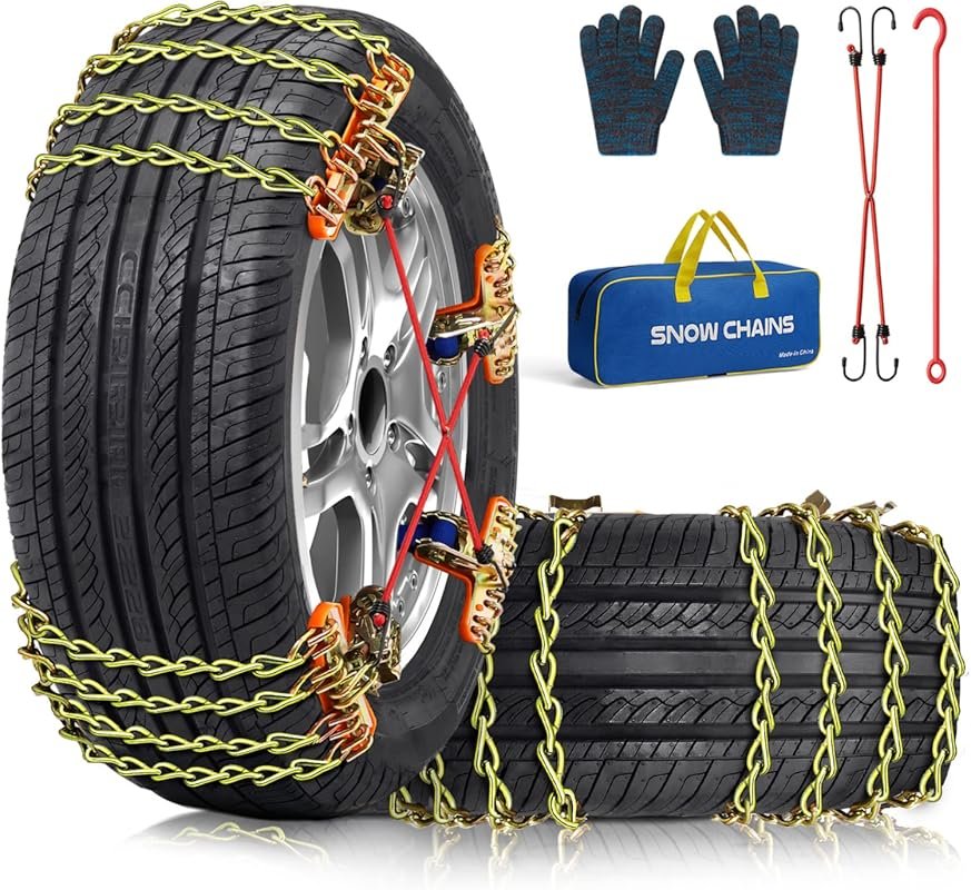 Universal Snow Tire Chains for Cars, SUVs, and Pickup Trucks, Fits Tir