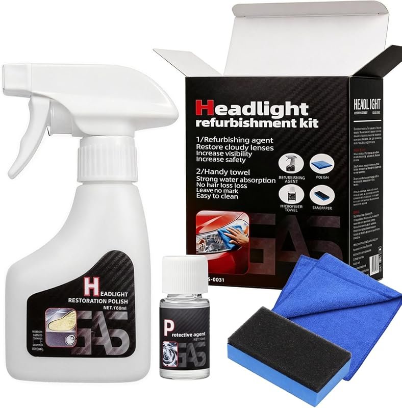 Headlight Restoration Kit with UV Shield for Cars, Trucks, Motorcycles