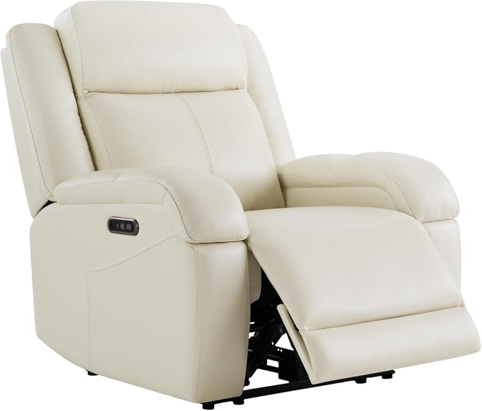 Oversized wall hugger recliner for RV with genuine leather and dual mo