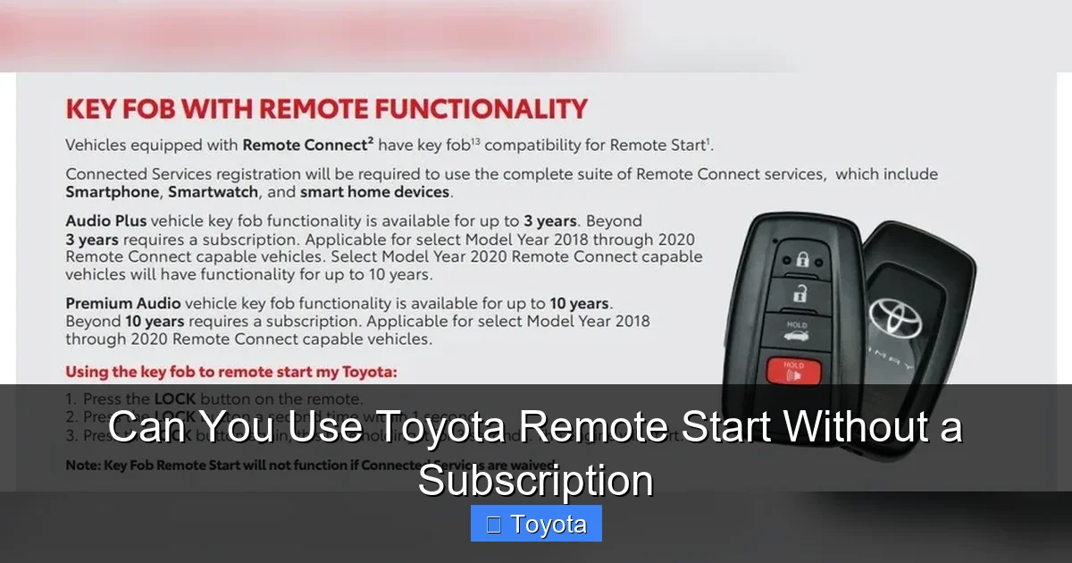Can You Use Toyota Remote Start Without a Subscription