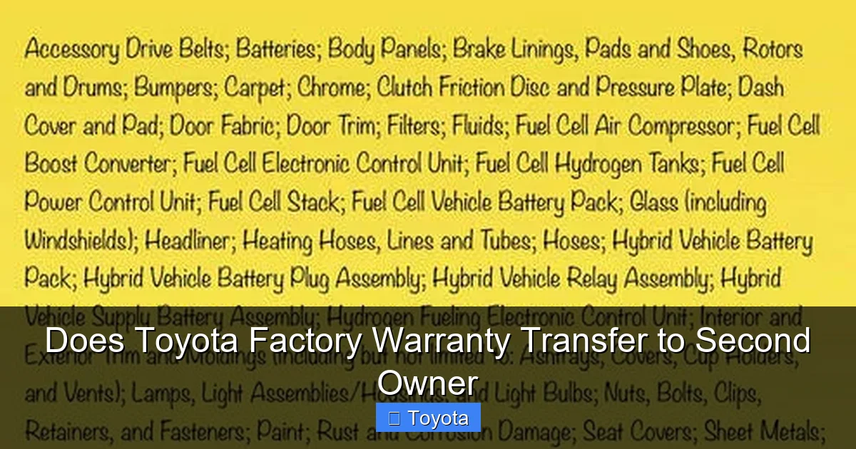 Does Toyota Factory Warranty Transfer to Second Owner