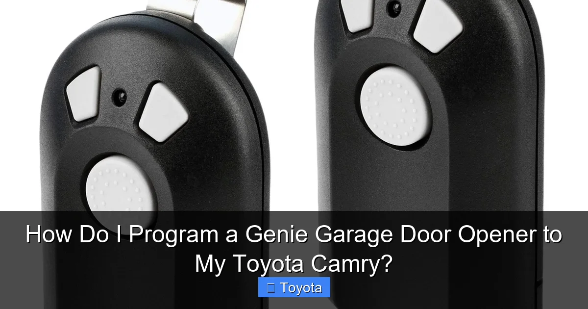 How Do I Program a Genie Garage Door Opener to My Toyota Camry?