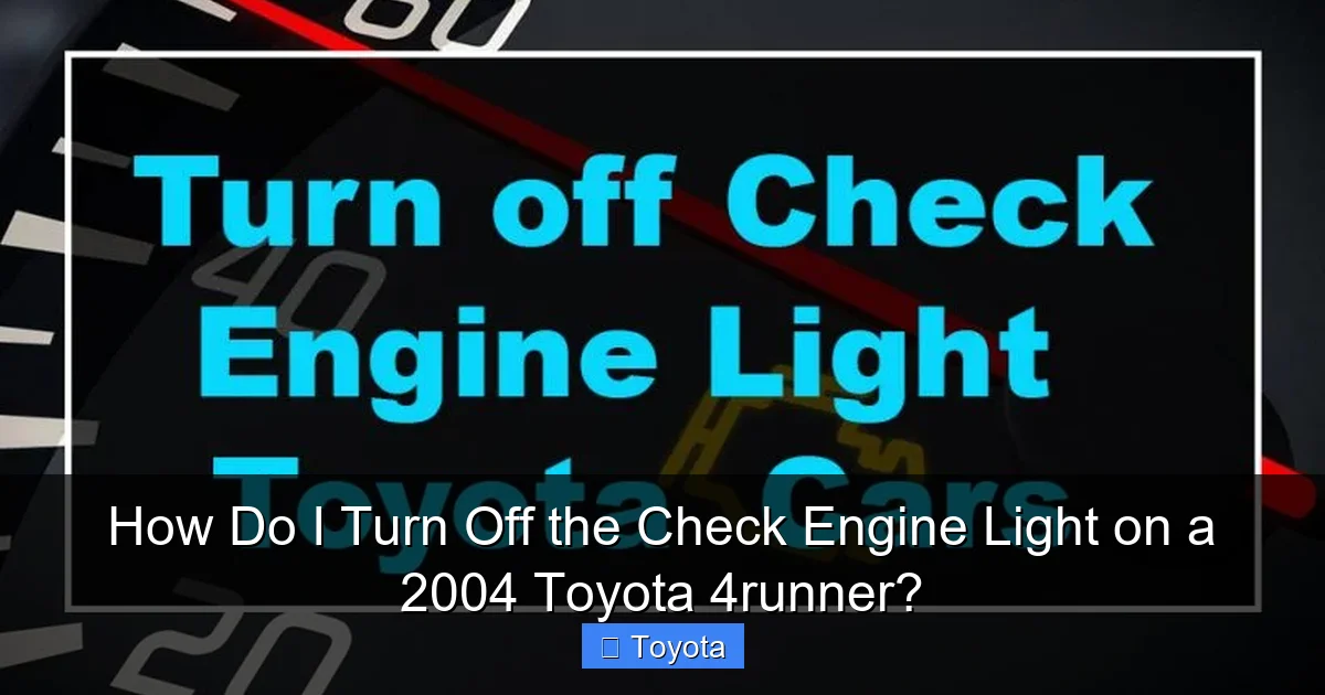 How Do I Turn Off the Check Engine Light on a 2004 Toyota 4runner?