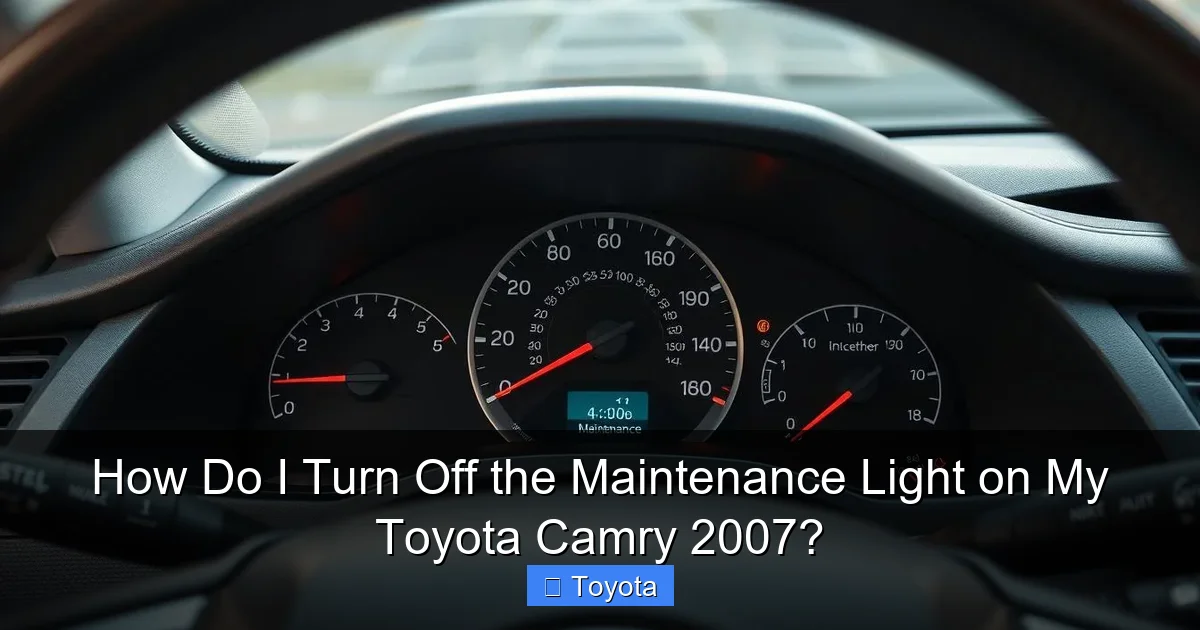 How Do I Turn Off the Maintenance Light on My Toyota Camry 2007?