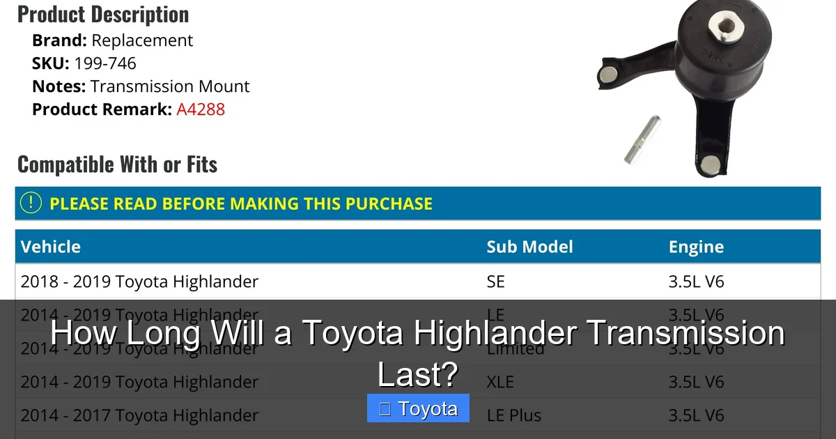 How Long Will a Toyota Highlander Transmission Last?