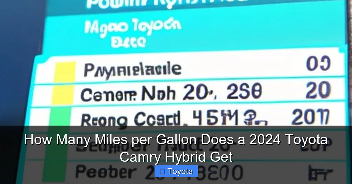 How Many Miles per Gallon Does a 2024 Toyota Camry Hybrid Get
