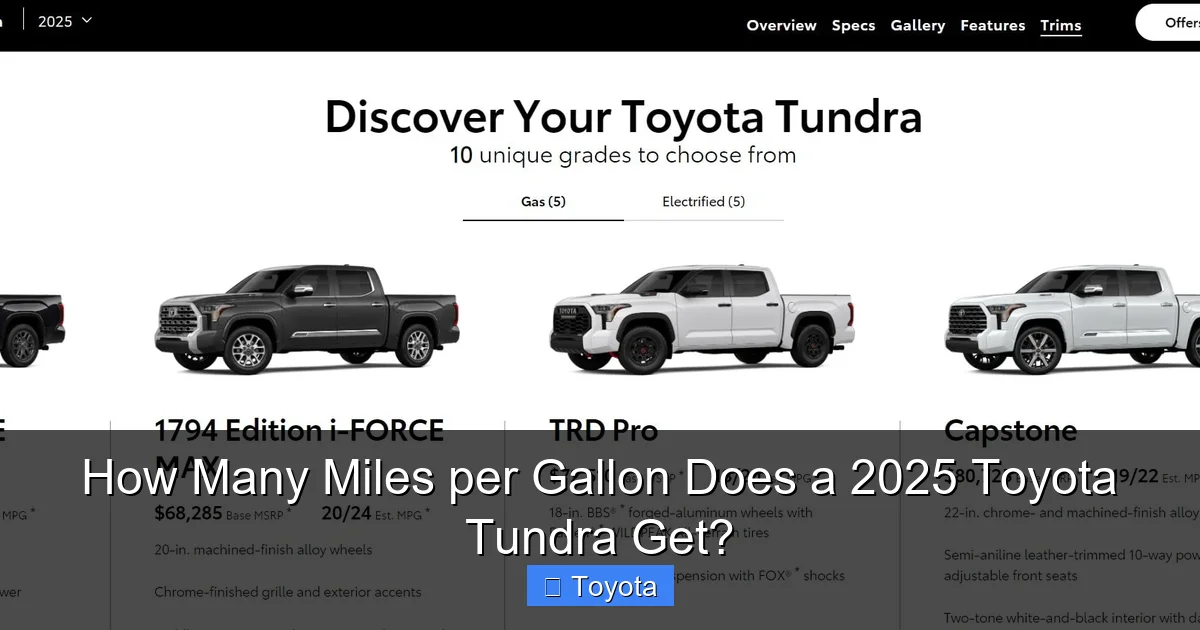 How Many Miles per Gallon Does a 2025 Toyota Tundra Get?