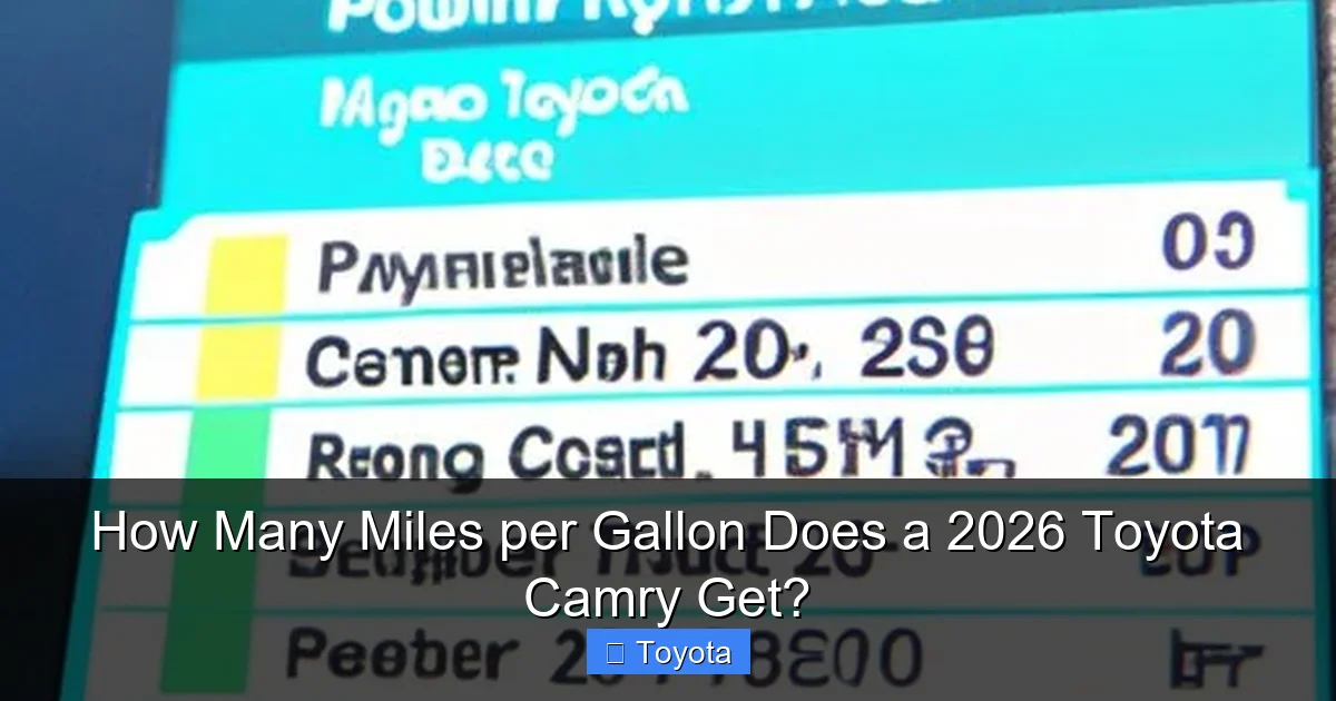How Many Miles per Gallon Does a 2026 Toyota Camry Get?