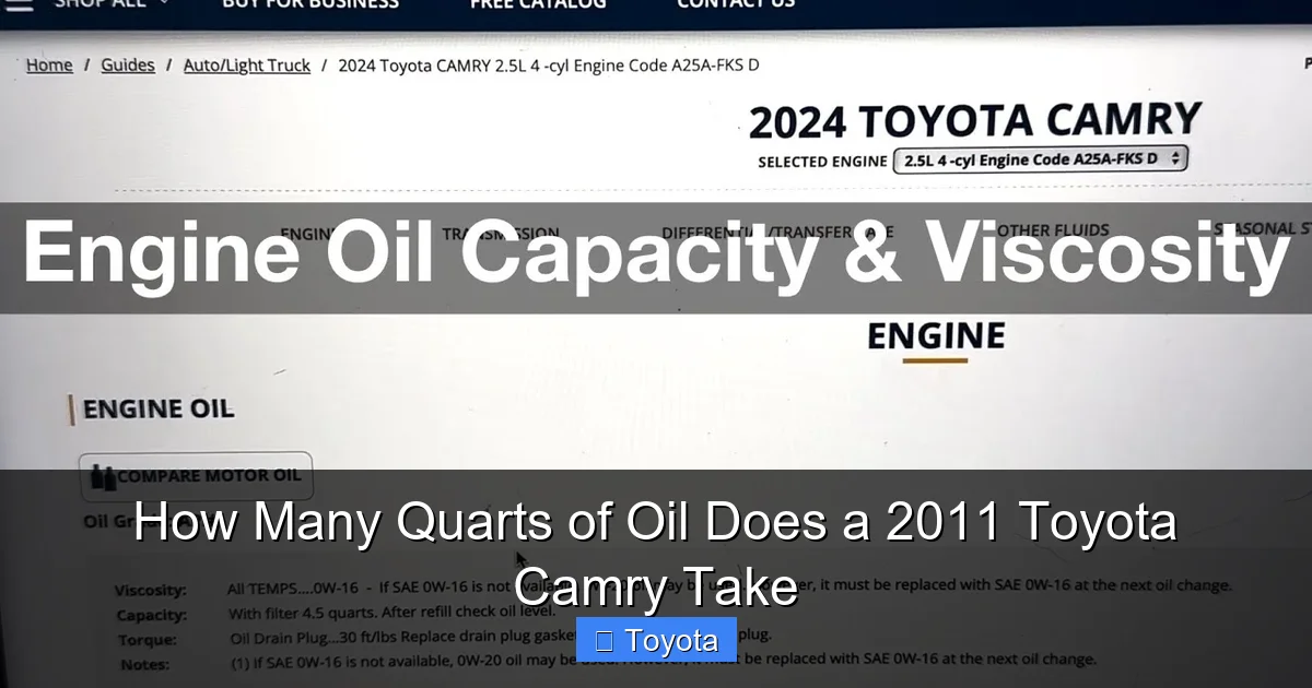 How Many Quarts of Oil Does a 2011 Toyota Camry Take
