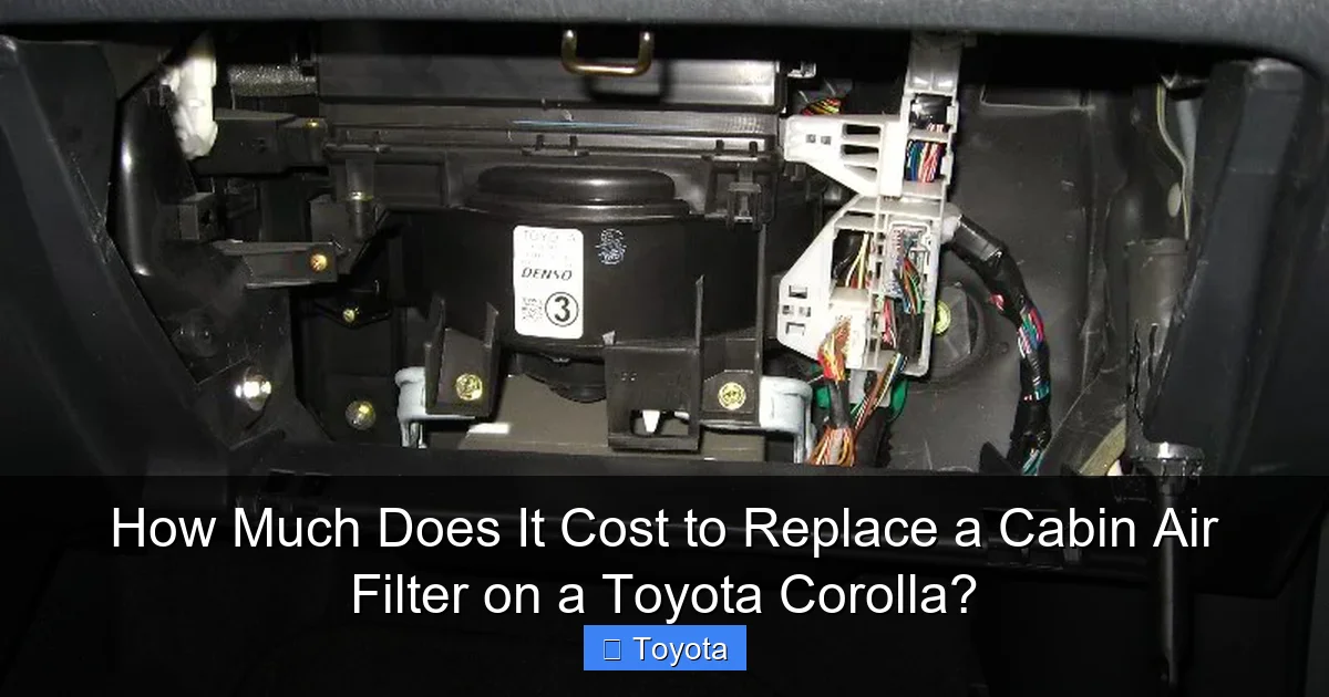How Much Does It Cost to Replace a Cabin Air Filter on a Toyota Corolla?