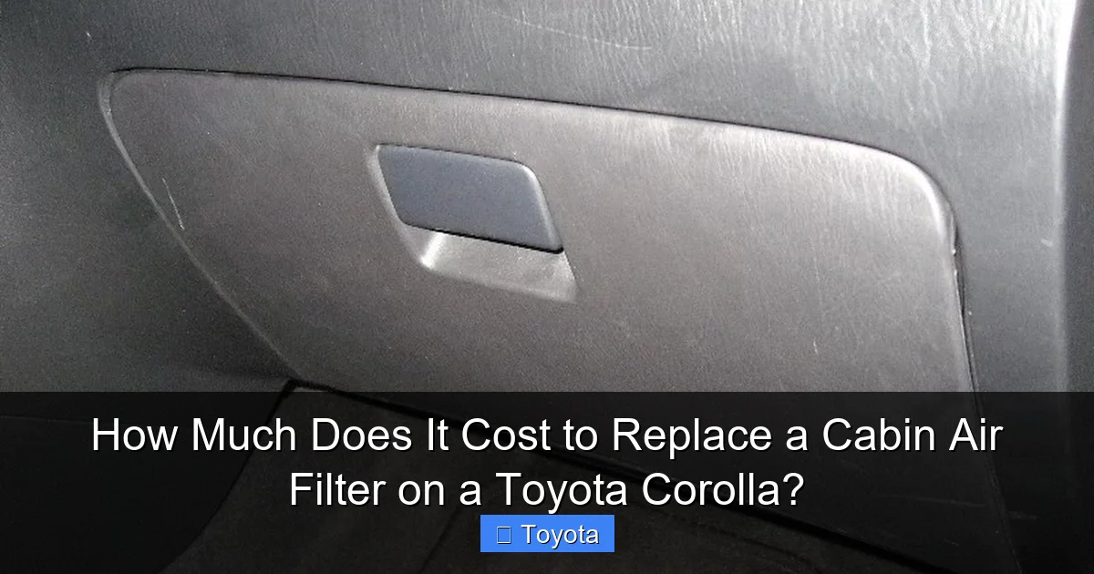 How Much Does It Cost to Replace a Cabin Air Filter on a Toyota Corolla?
