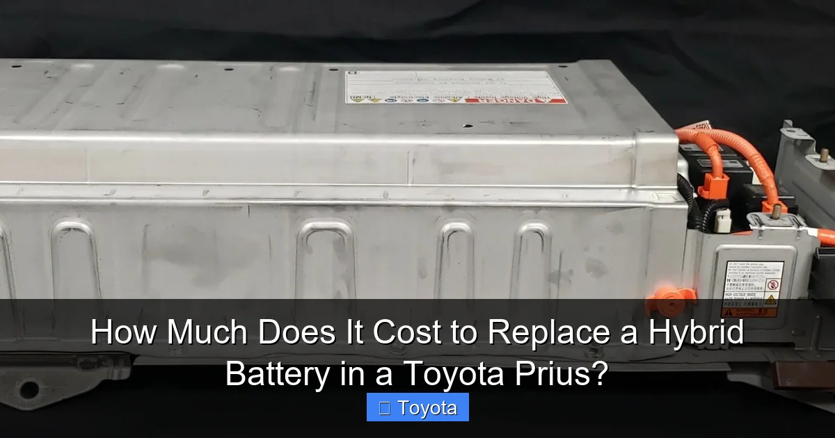 How Much Does It Cost to Replace a Hybrid Battery in a Toyota Prius?