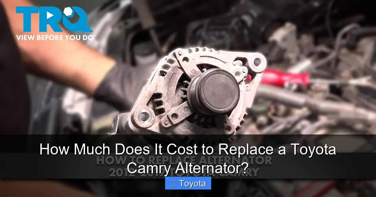 How Much Does It Cost to Replace a Toyota Camry Alternator?