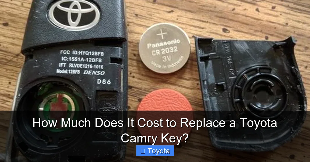 How Much Does It Cost to Replace a Toyota Camry Key?
