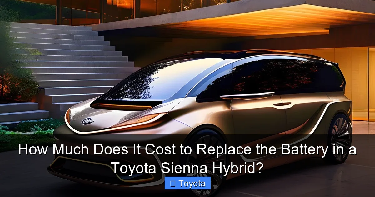 How Much Does It Cost to Replace the Battery in a Toyota Sienna Hybrid?