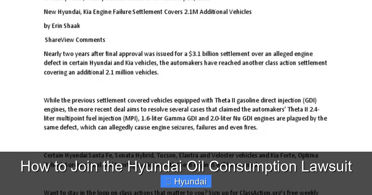 How to Join the Hyundai Oil Consumption Lawsuit