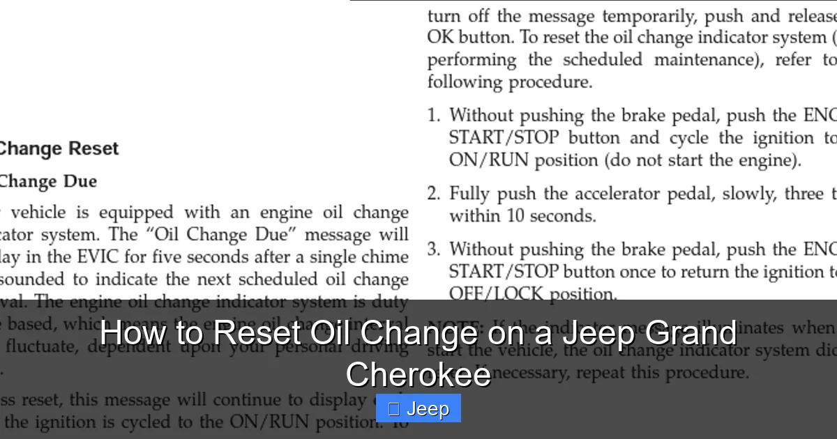 How to Reset Oil Change on a Jeep Grand Cherokee