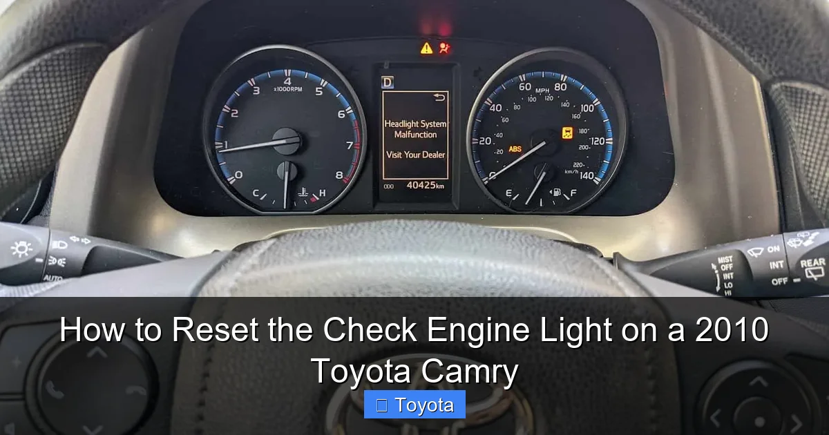 How to Reset the Check Engine Light on a 2010 Toyota Camry