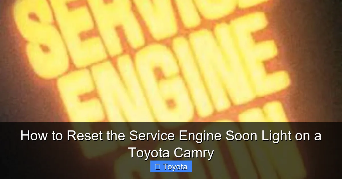 How to Reset the Service Engine Soon Light on a Toyota Camry