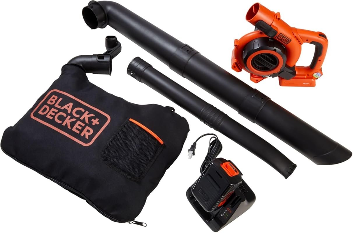 BLACK+DECKER LSWV36 Cordless Leaf Blower Vacuum Mulcher with 40V Batte