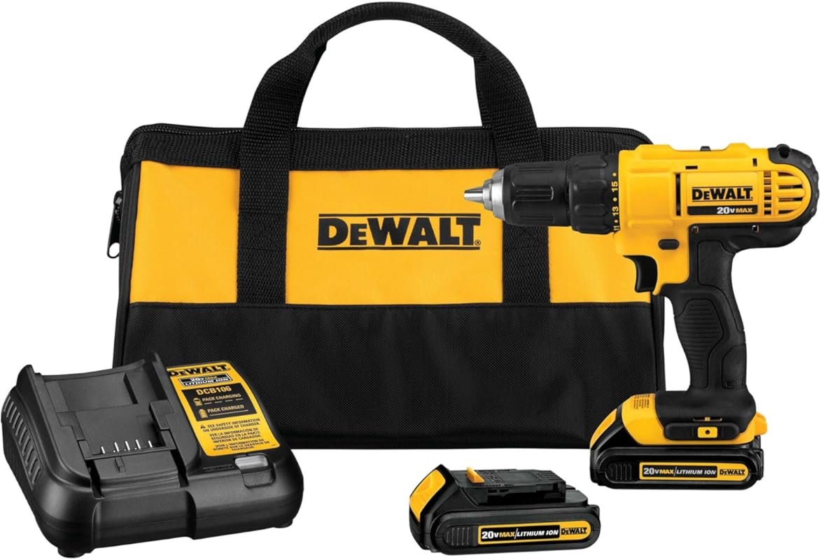DEWALT 20V Max Cordless Drill Driver: 2-Speed Motor, 2 XR 1.3Ah Li-Ion
