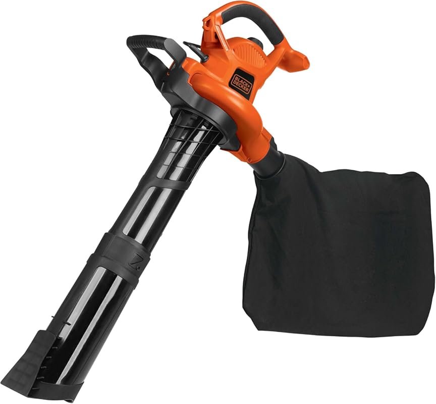 BLACK+DECKER BV6000 3-in-1 Leaf Blower, Vacuum, Mulcher with 12-Amp Mo