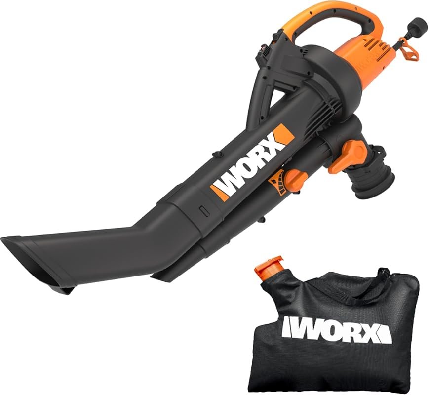 WORX Trivac 3-in-1 Electric Leaf Blower, Leaf Vacuum & Mulcher with 35