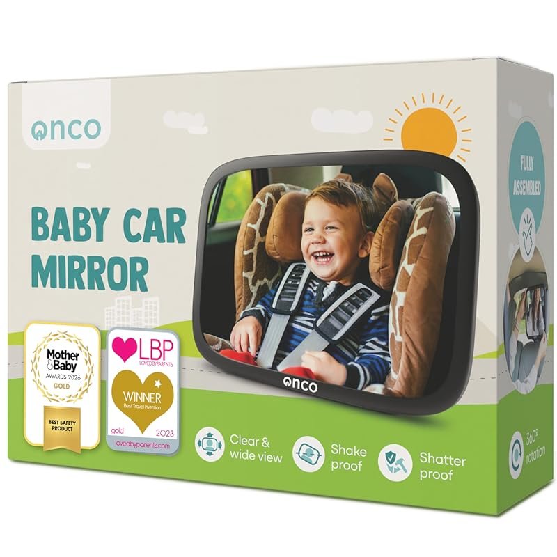 Onco Baby Car Mirror: Award-Winning Convex, 100% Shatterproof & Shakep