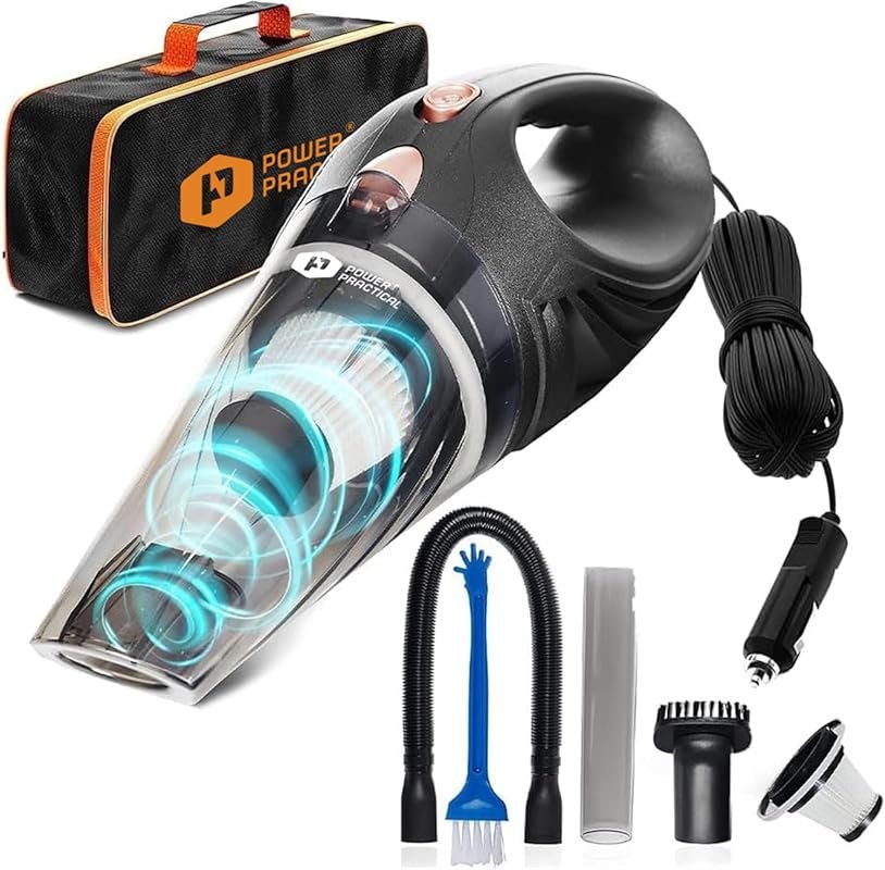 High-Power Handheld Car Vacuum by THISWORX: Portable with 3 Attachment