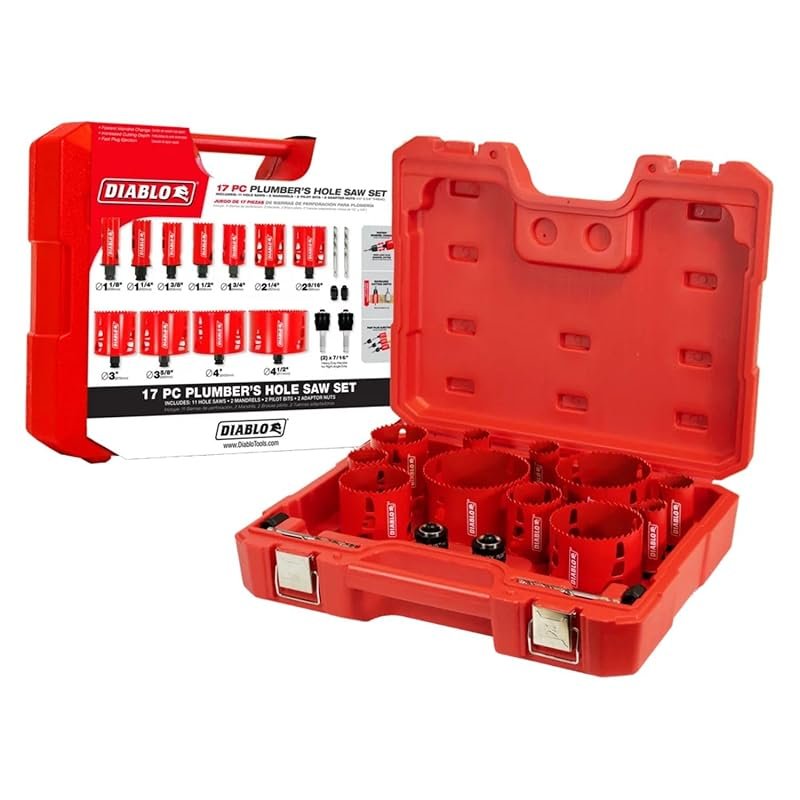 Diablo Bi-Metal Hole Saw Set for Plumbers with Snap-Lock Plus Mandrel 