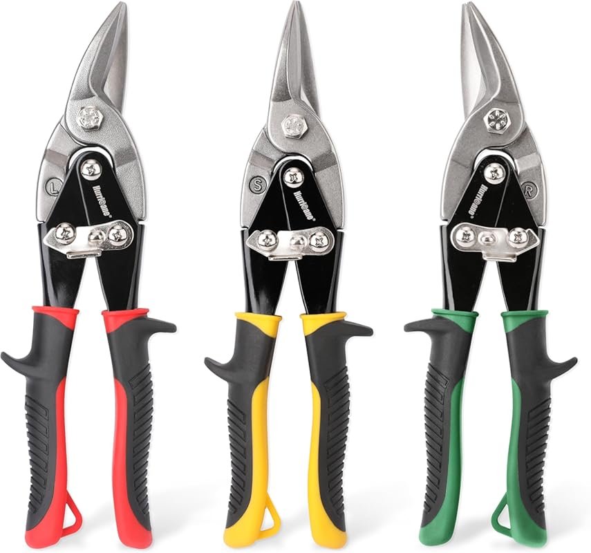 HURRICANE 3-Piece 10 Inch Aviation Tin Snips Set with Cr-V Blades for