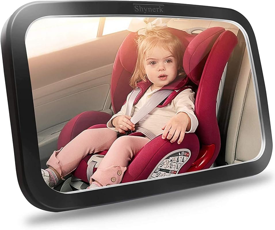 Shynerk Baby Car Mirror: Shatterproof, 360° Rotation, Wide Crystal Cle