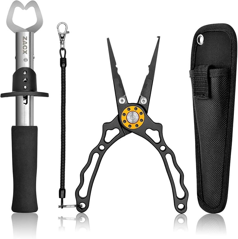 ZACX Upgraded Fish Lip Gripper Pliers: Multi-Function Hook Remover and