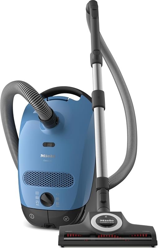 Miele Classic C1 Turbo Team Bagged Canister Vacuum in tech blue, porta