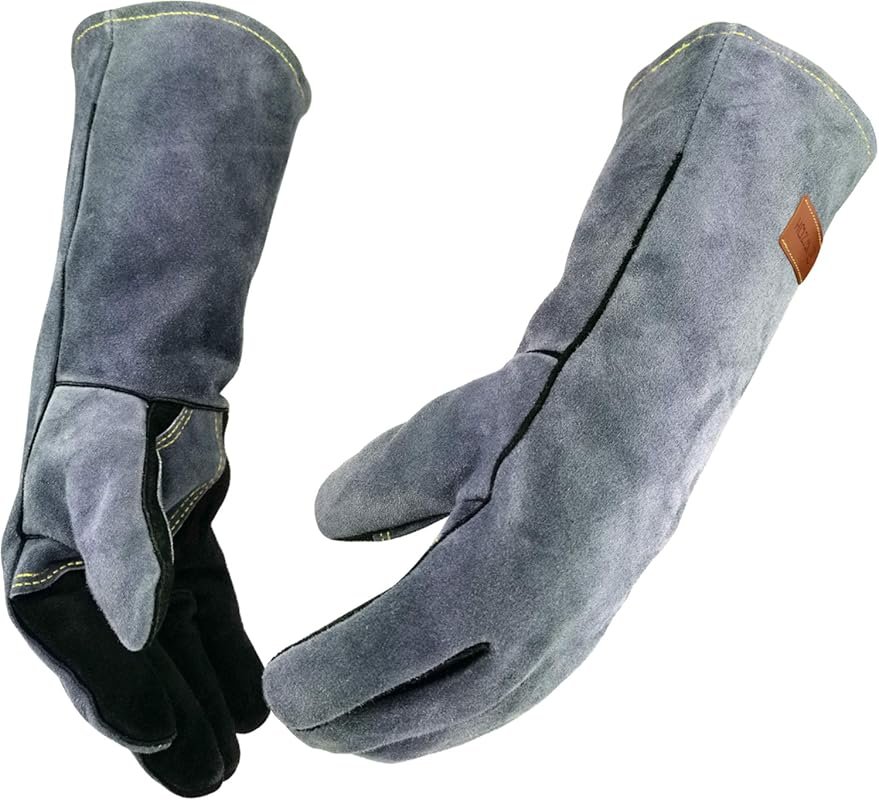 16-Inch 932°F Heat Resistant Leather Welding Gloves for MIG TIG BBQ Gr