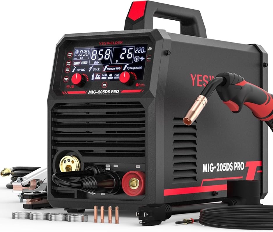 YESWELDER MIG-205DS PRO 200A MIG Welder: 5-in-1 Gas MIG/Flux Core/Spoo