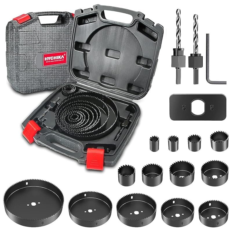 HYCHIKA 19-Piece Hole Saw for Soft Wood, Plywood, PVC – 3/4