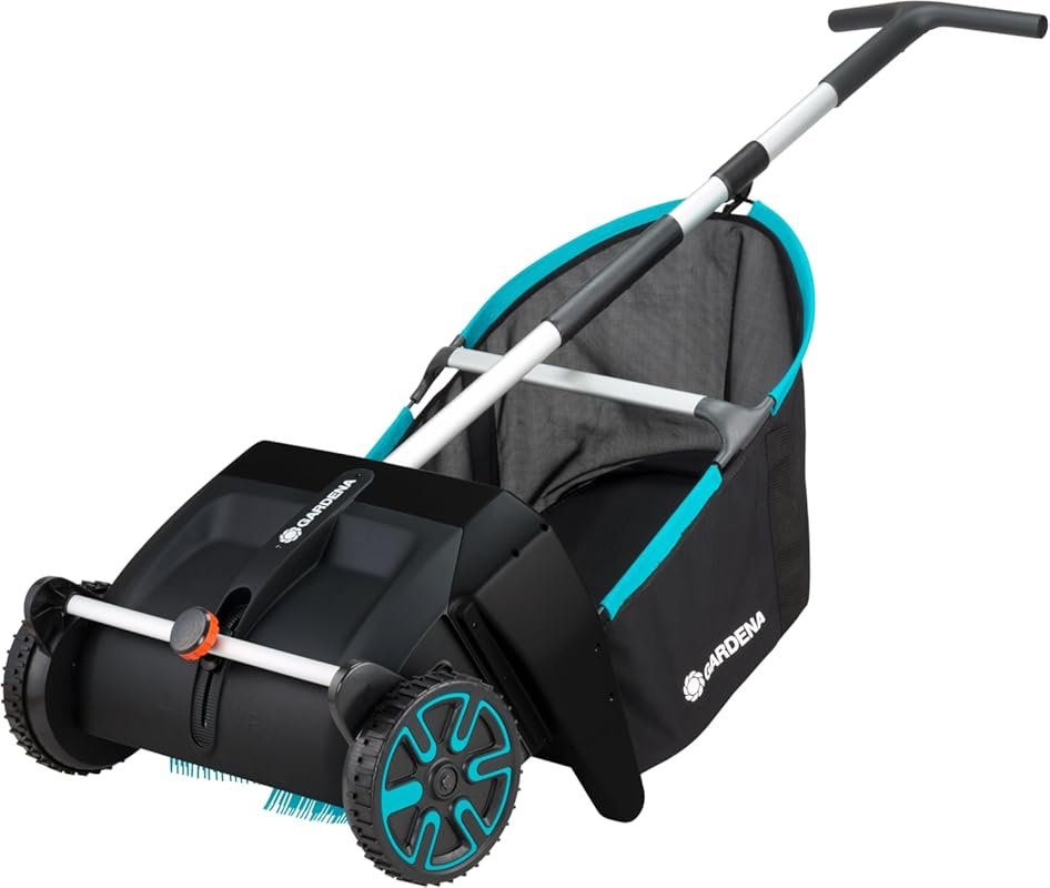 GARDENA 03565 Lawn Leaf Collector Sweeper with 3.2 cu ft Mesh Bag, Dur
