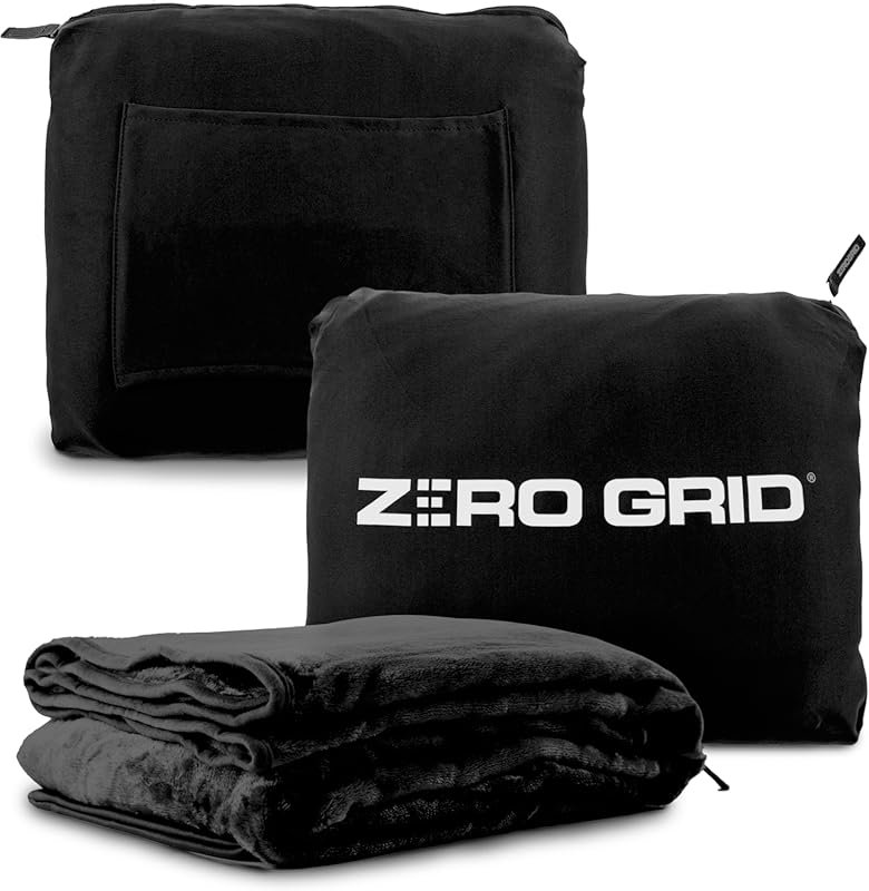 Zero Grid Lightweight Travel Blanket: Wearable Airplane Blanket with N