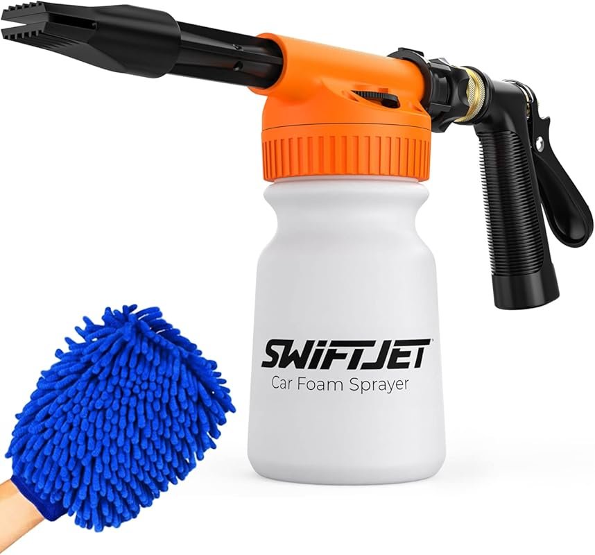 SwiftJet Car Wash Foam Gun with Microfiber Mitt, Foam Cannon for Any S