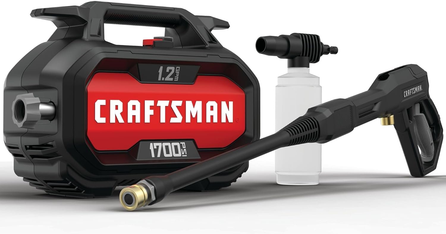 CRAFTSMAN CMEPW1700 Electric Pressure Washer: 1700 PSI, 1.2 GPM, Light