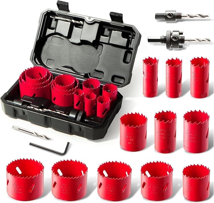 HYCHIKA 17-Piece Bi-Metal Hole Saw Kit with High-Speed Steel Blades fr