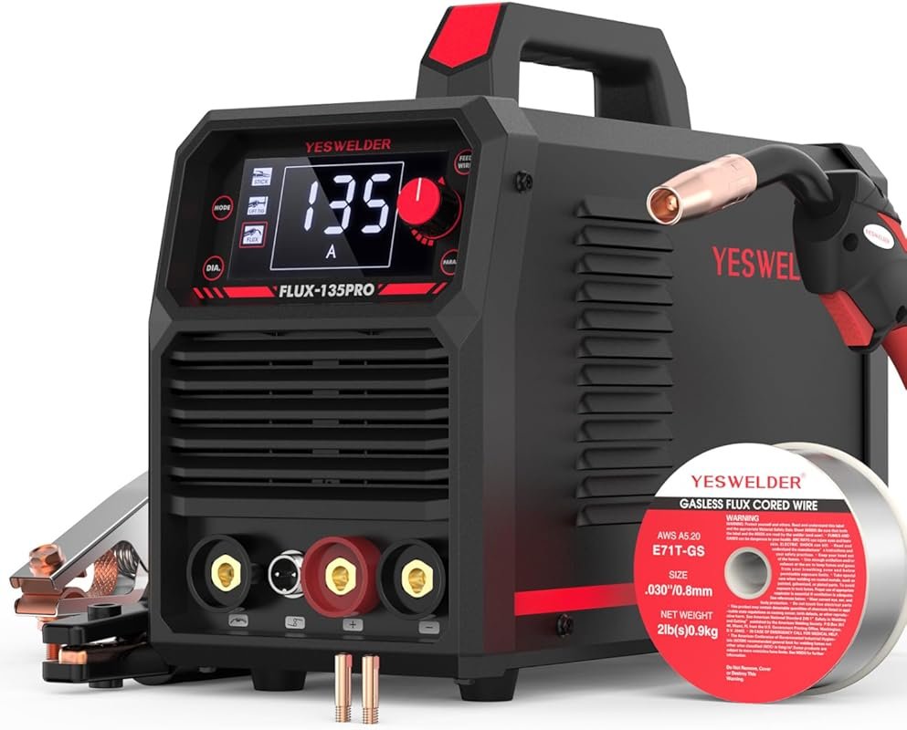 YESWELDER 135Amp 3-in-1 MIG/TIG/Stick Welder with IGBT Inverter, 110V 