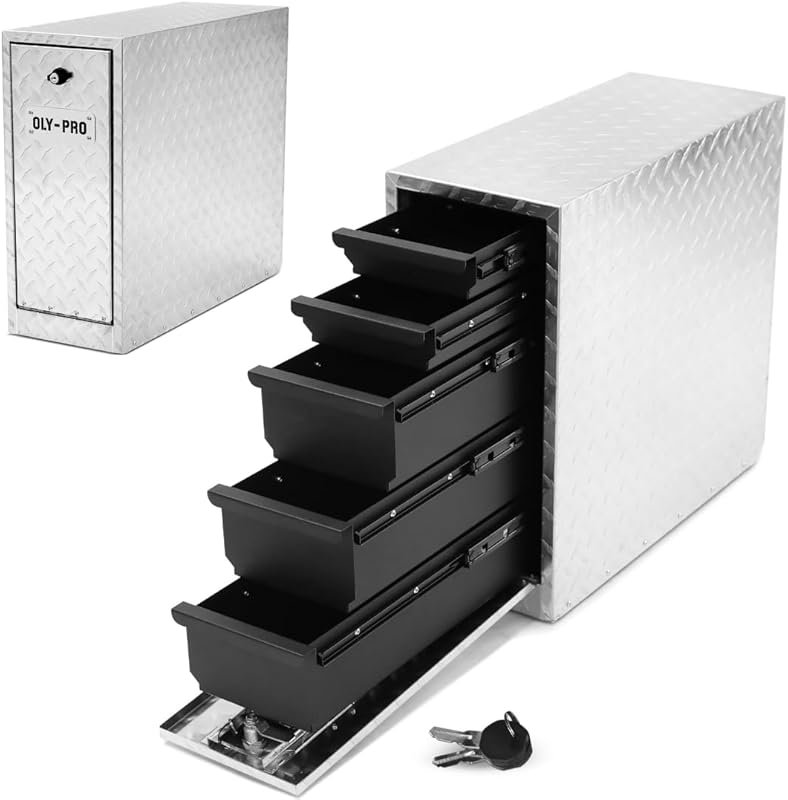 5-Drawer Lockable Truck Bed Tool Box for Pickup, Jobsite & Side Trucks