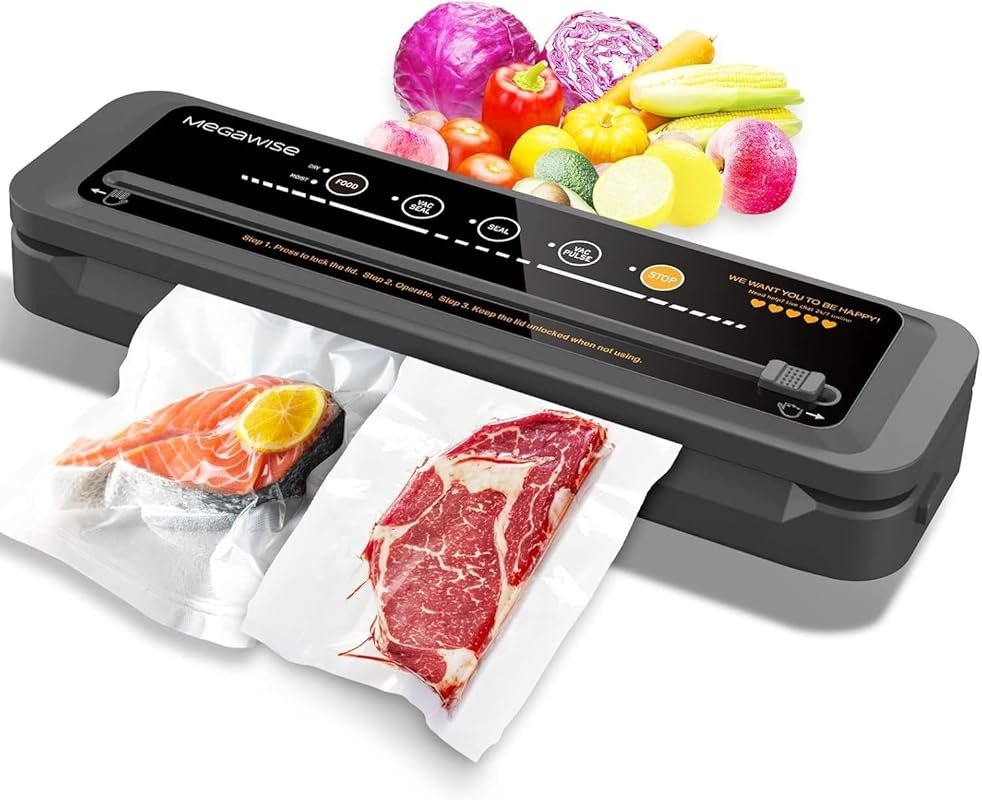 MegaWise 80kPa Compact Vacuum Sealer: One-Touch Automatic with Externa