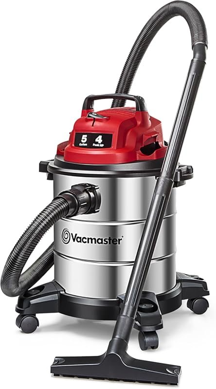 Vacmaster 5-Gallon 4 Peak HP Stainless Steel Wet/Dry Vacuum, Heavy Dut