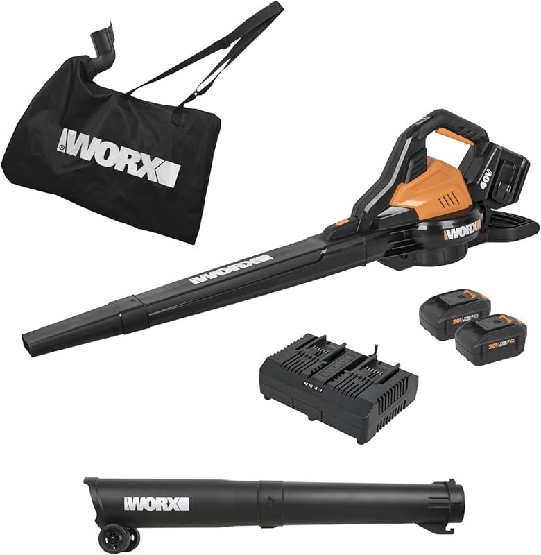 WORX WG583 3-in-1 Cordless Leaf Blower with Vacuum and Mulcher, Brushl