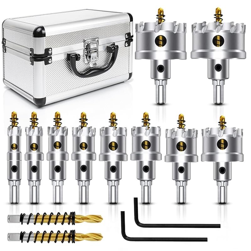 ASNOMY 12-Piece TCT Hole Saw Kit for Hard Metal, Wood, Plastic – Inclu