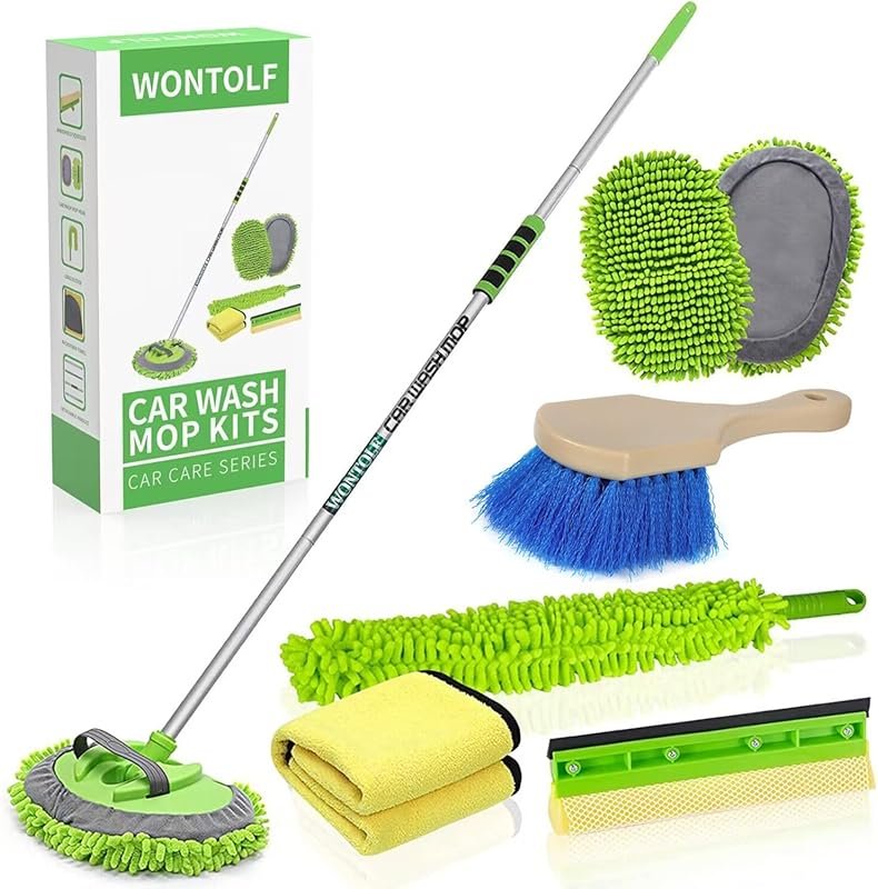 Wontolf 62'' Car Wash Brush Kit with Long Handle Chenille Microfiber M
