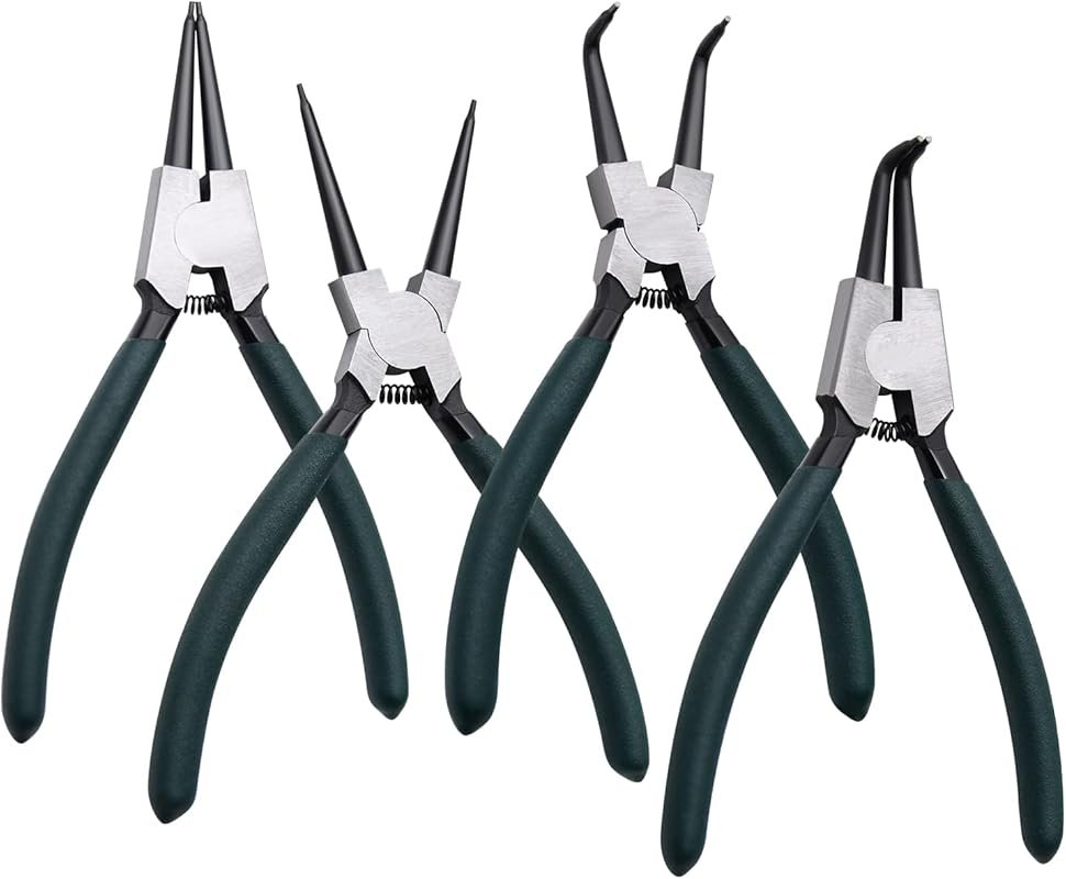 4-Piece 7-Inch Heavy-Duty Snap Ring Pliers Set with Internal/External 